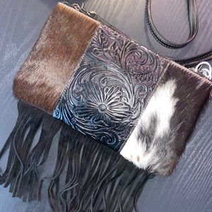 Real leather cow hide cross body